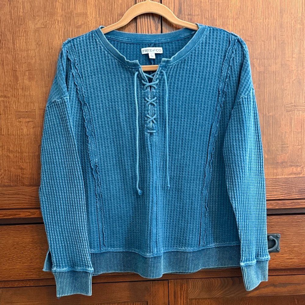 Frye & Co. Teal Waffle Knit Cotton Top
